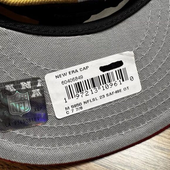 New Era San Francisco 49ers NFL Saloon 90’s Logo Tan 59Fifty Fitted Hat Sz 7 7/8 - Picture 5 of 5